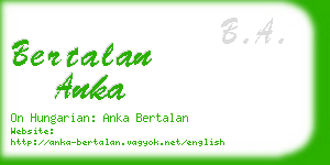 bertalan anka business card